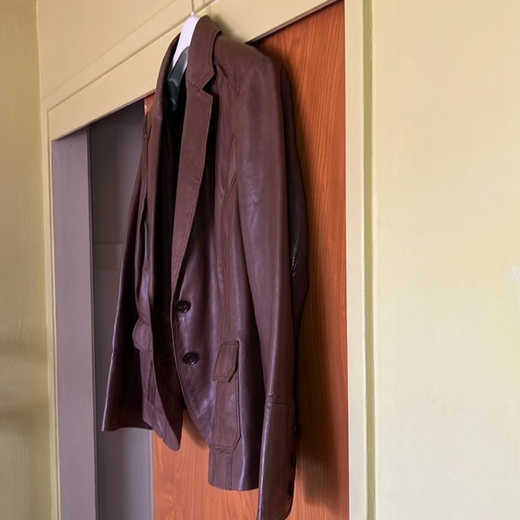 Bianca Jackets & Blazers - Bianca. Leather Blazer Drk Tan/ light Brown 14